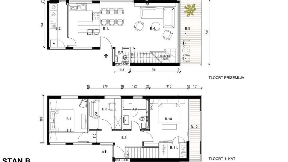 ROVINJ - zweistöckige Wohnung in einem Neubau mit Garten und Garage
