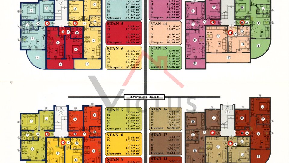 KANFANAR - appartamento 13, 1° piano, 2 camere + bagno